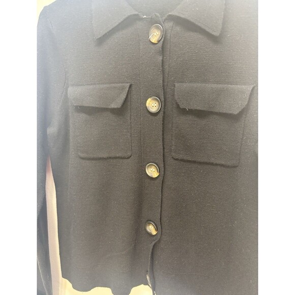 Tahari Womens Cardigan Sweater Jacket buttons long sleeves black Sz M - Picture 6 of 15